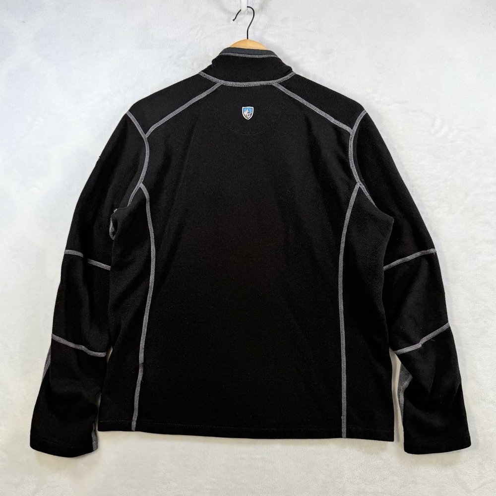 Kuhl Mens Pullover Revel 1/4 Zip Fleece Sweatshirt Black Charcoal Gray Size M